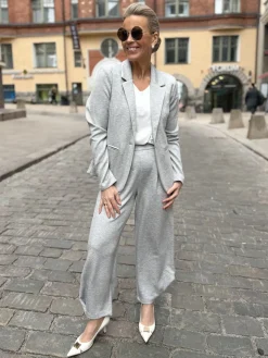 Cu Buka housut; vaaleanharmaa meleerattu