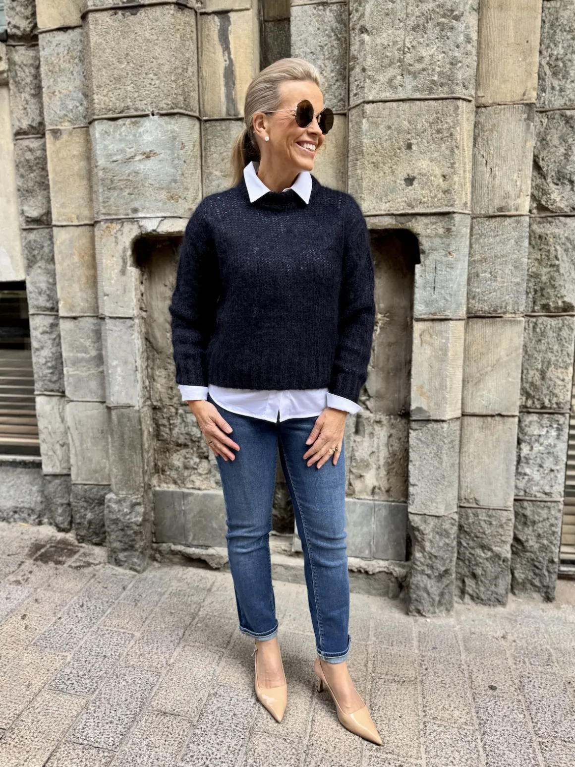 Dream cropped farkut 27″; keskisininen D653