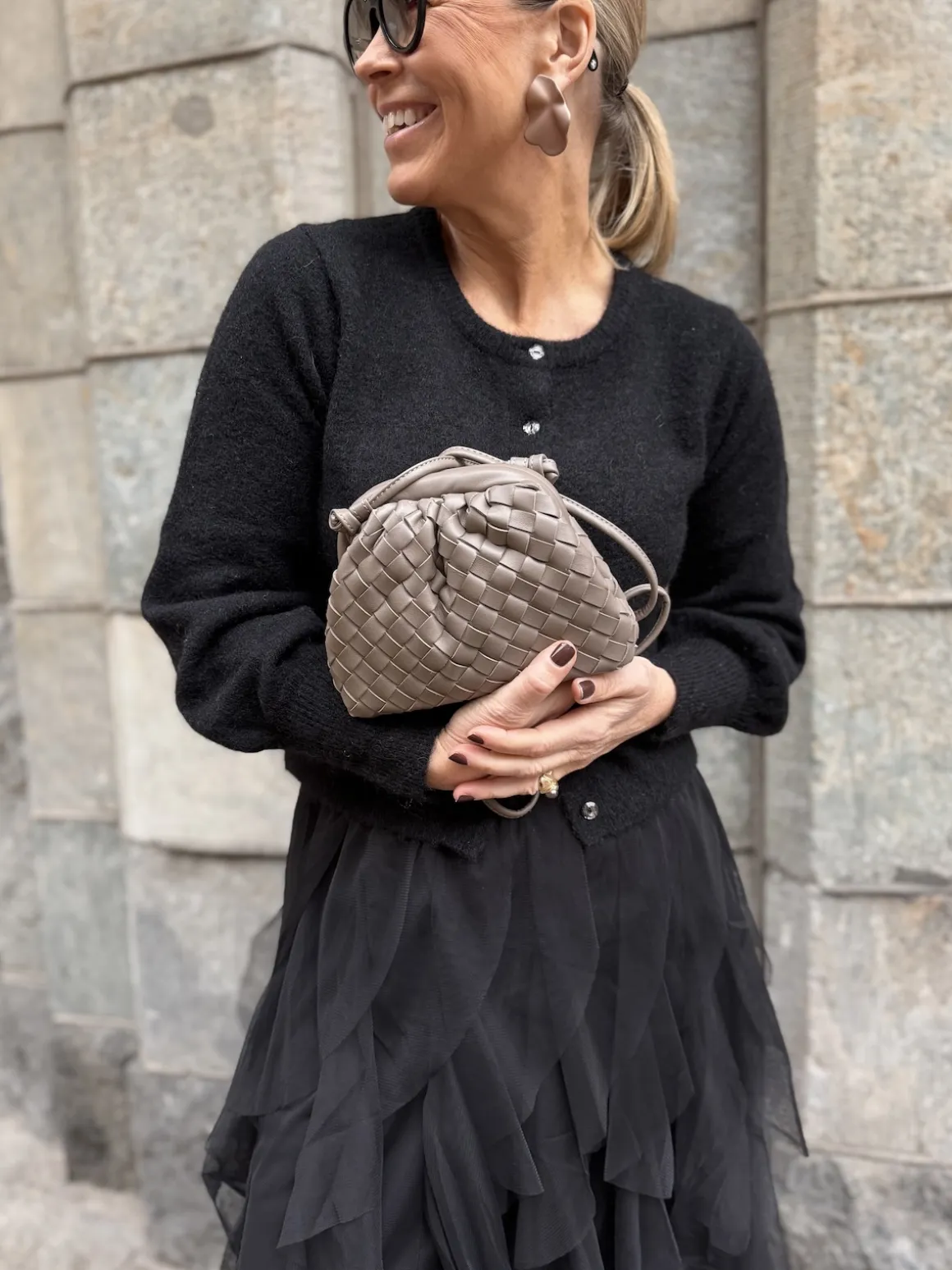 Dumbling punottu clutch; taupe