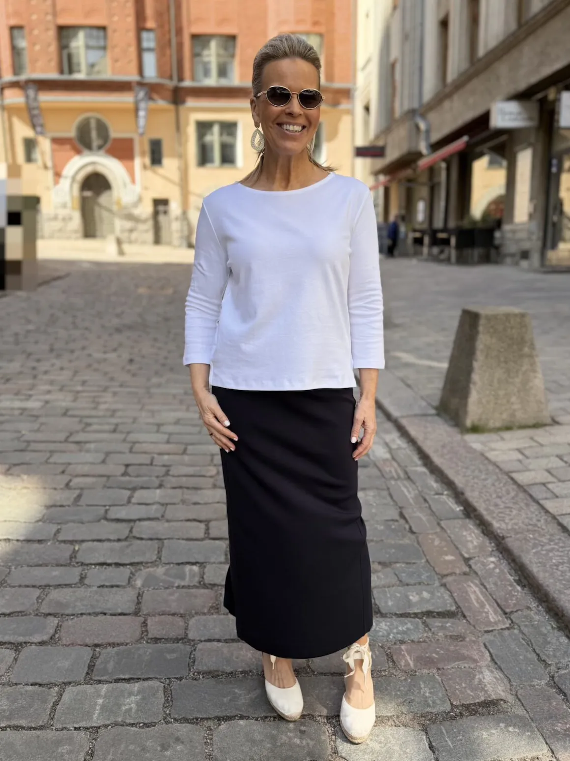 Nela 3/4 hihainen paita; vitivalkoinen
