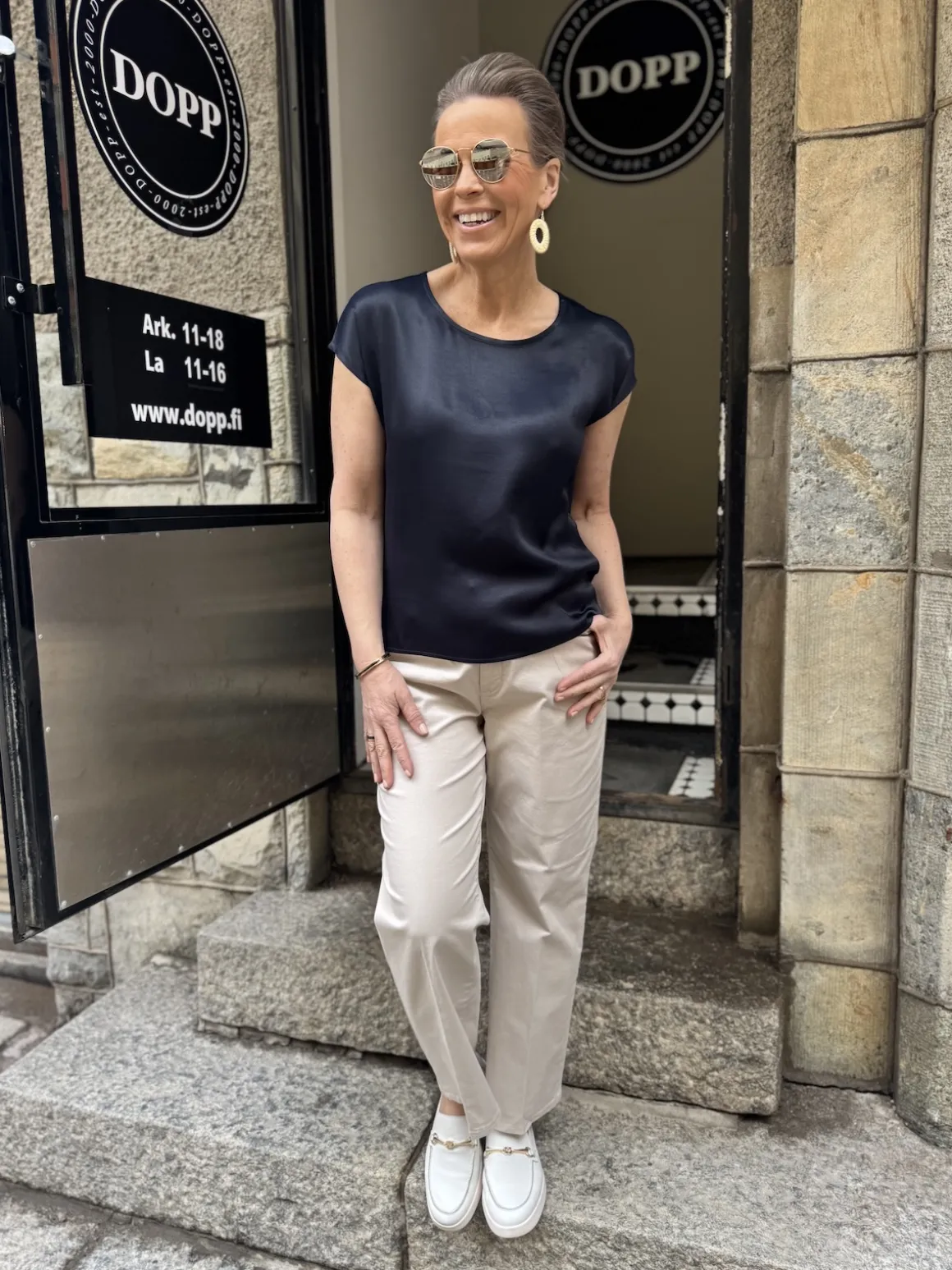 Saara toppi; tummansininen